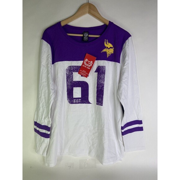 Minnesota Vikings NFL Ultra Game Womens XL Raglan Baseball Long Sleeve T-Shirt - Picture 1 of 6